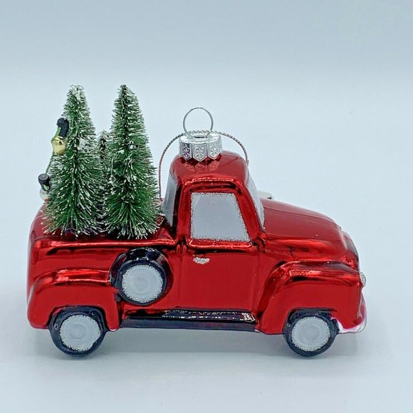 Red Truck Glass Tree Christmas Ornament Ashland NEW - Picture 3 of 13
